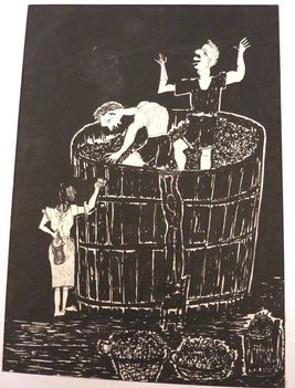 Molnár Tivadar - Szőlőtaposás (33x24 cm.)