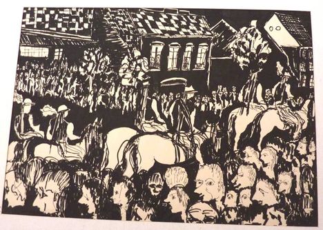 Molnár Tivadar - Szüreti felvonulás (24x33 cm.)
