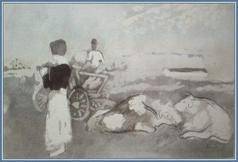 Szőnyi István - Aratás (30x45 cm.)