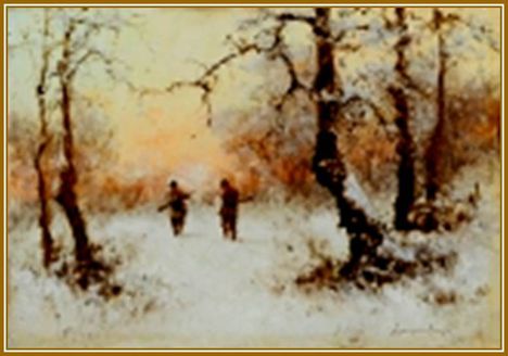 Neogrády László - Téli vadászat (25x35 cm.)