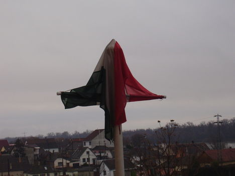 A  szélben keresztre feszült zászló