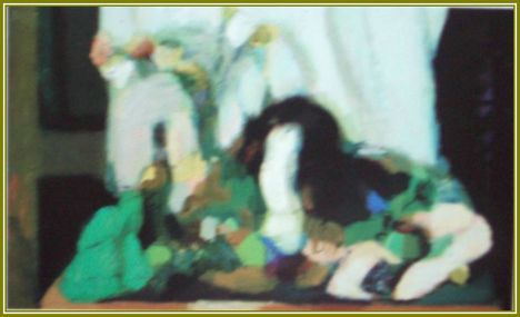 Bolgár József - Zöld csendélet (60x110 cm.)