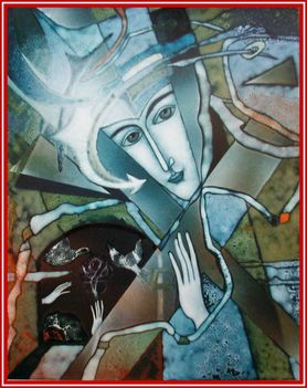 Tóth Szvetlana - Hölgy Galambokkal (50x40 cm.)