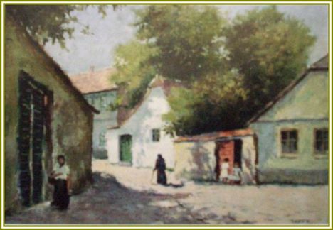 Guzsik Ödön - Falusi nyári délután (34x45 cm.)
