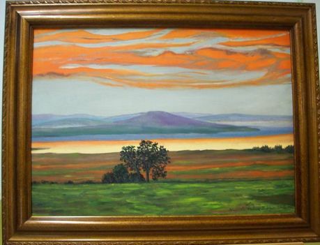 Mándoki Halász Zsóka - Naplemente a Dunán (~ 62x78 cm.)