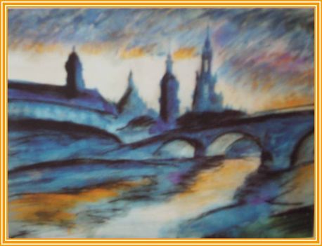 Schönberger Armand - Óváros szürkületben (22,5x31 cm.)