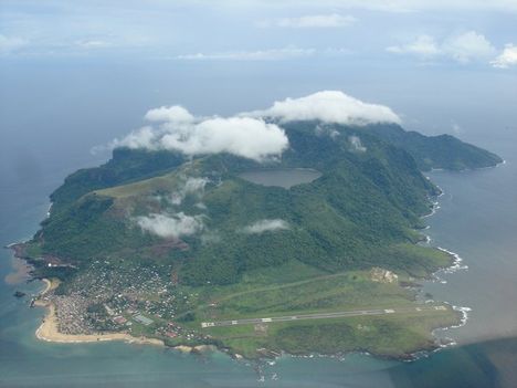 Aerial view of Annobon Island , Equitorial Guinea ....