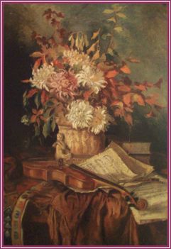 Kovács Emil - Virágcsendélet hegedűvel (95x68 cm.)
