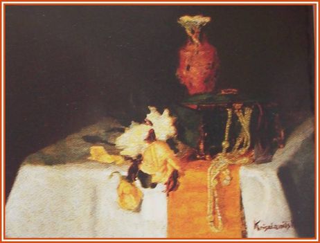 Krisztanovics, Kató Kálmán - Csendélet ékszerládával (31x41 cm.)
