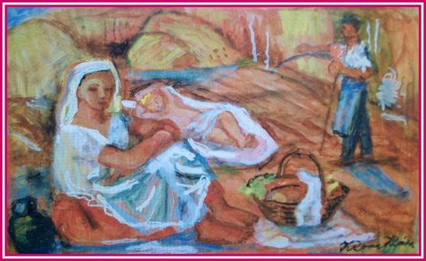 Róna Klára /Klie-né/ - Aratáskor (34x50 cm.)