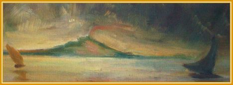 Iványi Grünwald Béla - Balatoni vitorlások (11x37 cm.)