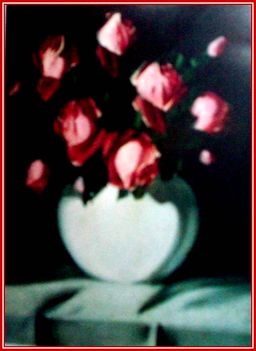 Murin Vilmos - Rózsák fehér vázában (44x33,5 cm.)