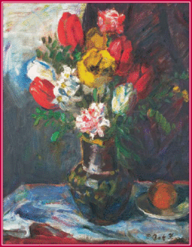 P. Bak János - Tulipános virágcsendélet (65x50 cm.)