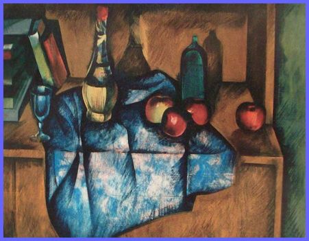 Óvári László - Kékterítős csendélet (60x80 cm.)