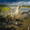 24409_clipart_photo_of_plateosaurus_and_ticinosuchus_dinosaurs_battling_it_out_in_a_stream_with_tree_stumps