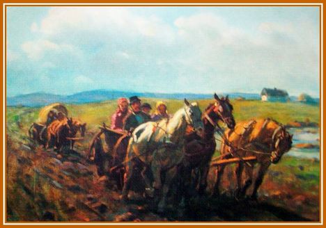 Viski János -  Lovas szekerek (60x80 cm.)