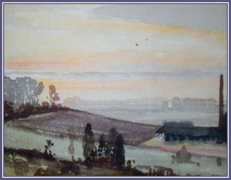 Bosznay István - Tájkép napnyugtakor (21x26 cm.)