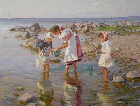 gyerekek a tengerparton Alexander Averin