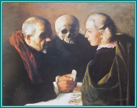 Id. Benedek Jenő - Kártyavetés (91x111 cm.)