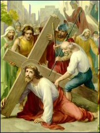 Keresztut-III. állomás - Jézus először esik el a kereszttel