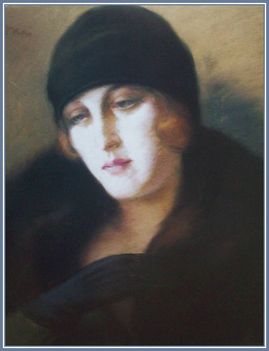 Rippl-Rónai József - Fekete kesztyűs hölgy (54,5x44,5 cm.)