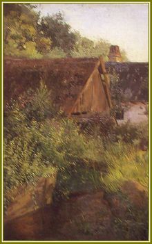 Gergely Imre - Falusi ház kerttel (66x44 cm.)