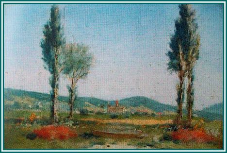 Pörge Gergely - Falusi látkép (19x28 cm.)