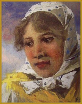 Pállya Celesztin - Fejkendős nő (14,5x12,5 cm.)