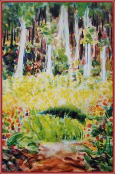 Farkasházy Miklós - Erdő, virágzó tisztással (48x36 cm.)