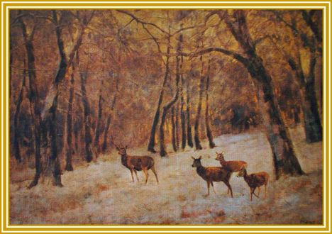 Olgyay Ferenc - Erdőbelső őzekkel (70x100 cm.)