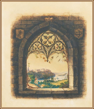 Mészöly Géza - Tájkép ablakból (16x13 cm.)