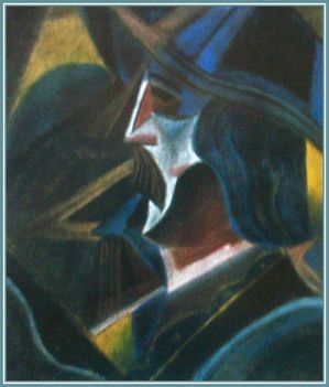 Scheiber Hugó - Bajuszos férfi pprofilból (52x42 cm.)