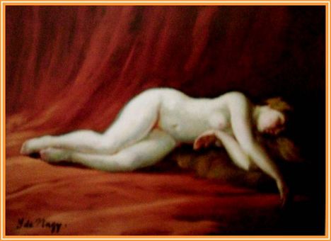 Gyügyei Nagy Zsigmond - Vörös drapériás akt (50x67 cm.)