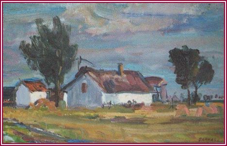 Farkas Lajos - Alföldi tanya (33x50 cm.)