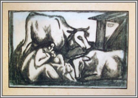 Kádár Béla - Fészer előtt (19,5x30 cm.)