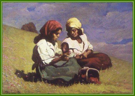 Csalányi Béla - Cigánylányok a mezőn (60x81 cm.)