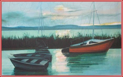 Kóka Ferenc - Balatoni vitorlások (46x62 cm.)