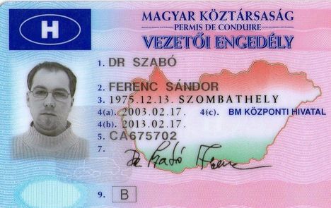 Szabó Ferenc vezetői engedélye