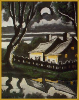 Scheiber Hugó - Vízparti ház (52x41 cm.)