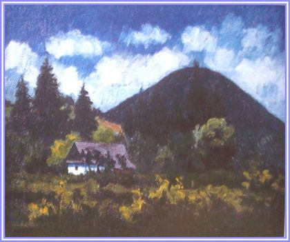 Badzey Pál - Táj házzal (60x80 cm.)