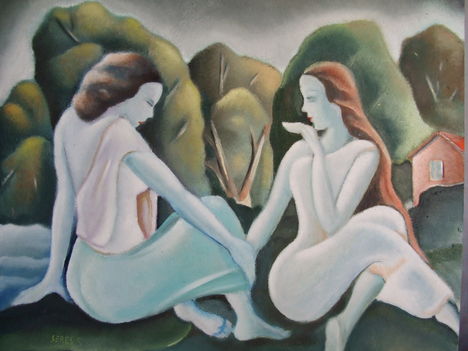tóparti idill.olaj-farost,55x65cm