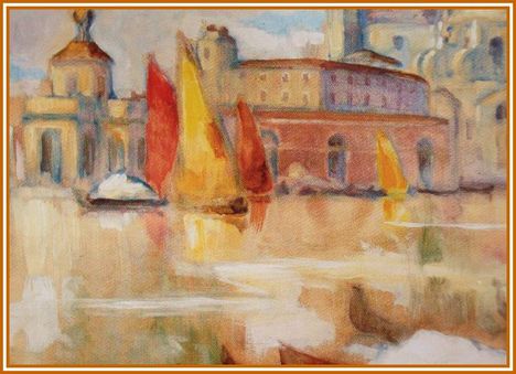 Bokor Vilmos - Velence látképe (40 x 49 cm.)