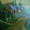 Ház a dombon (Olaj-francia vászon-30x40 cm)
