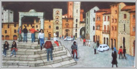 ifj. Czene Béla - Olasz kisváros (50 x 100 cm.)