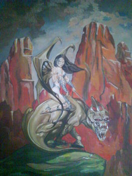 Sárkány Lovas (Vászon-tempera-50x35 cm)