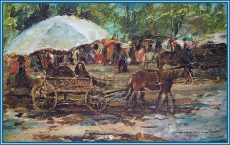 Németh Béla - Hétvégi piac (16x23 cm.)