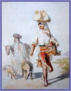 Sterio Károly - Útban a vásárra (Tanulmány 14x11 cm.)