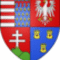 Nagy Lajos címere, amely egyesíti a liliomos Anjou-címert, a Magyar és a Lengyel Királyság, valamint Dalmácia címerét