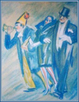 Pólya Tibor - Vidám társaság (20 x 16 cm.)