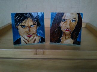 Damon&Elena/Ian&Nina (Vampire Diaries)12x12 cm
